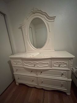 Set of Bed frame with Dresser with a mirror