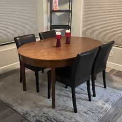 West Elm table and Crate and Barrel Lowe Chairs 