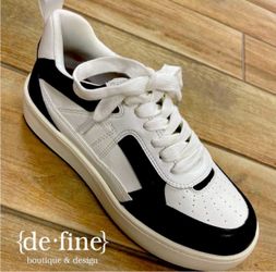 White and Black MIA Low-Top Platform Sneakers