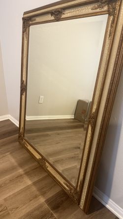 LARGE ANTIQUE CARVED WOOD MIRROR