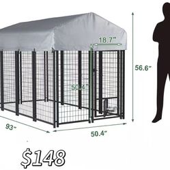 ✌️ LEMBERI 8x4x6 FT Outdoor Dog Kennel for Large Dogs, Heavy Duty Welded Wire Steel Dog Playpen 