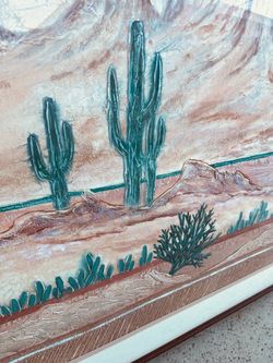 Vintage 1980s Jackson Lane Framed Southwestern Acrylic Painting, Desert Art Retro Decor