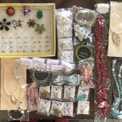 100 Plus New Fashion/Costume Jewelry-Good For Girls Birthday Party Or Resale NOS- Birthstone Rings-Earrings-Necklaces- You Get Everything In Pictures 