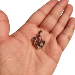 Hallmark Stainless Steel China Cubic Zirconia Double Heart Pendant