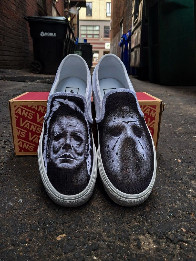 Custom White Canvas Vans