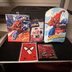 SPIDER-MAN LOT… Kickboard, Armband Floaters, 30 Gift Bags, Large Bag AND Baloons