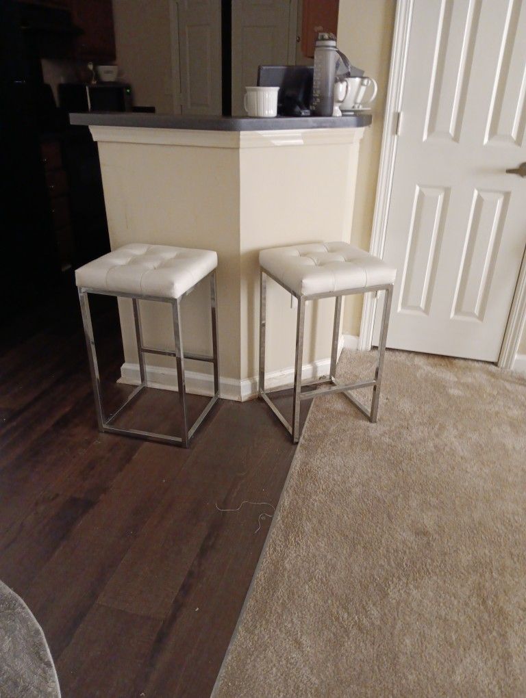 White Bar Stools - SET OF TWO