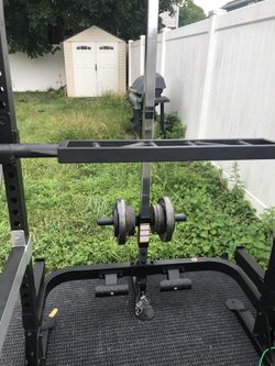 Olympic weight rack pull ups dips and lat pull down squats