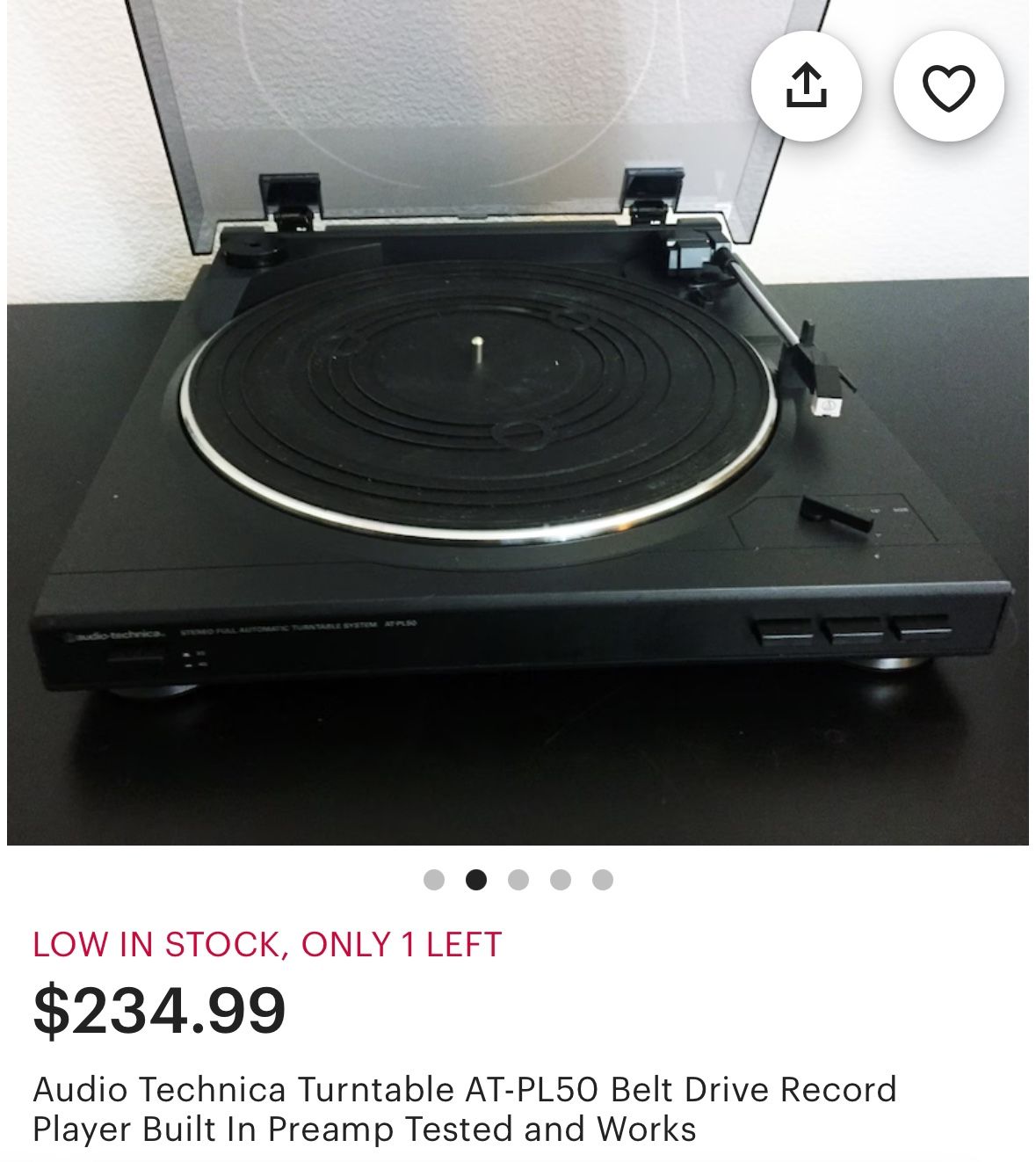 Audio Technica Turntable AT Pl50
