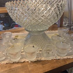 Westmoreland Crystal Punch Bowl * Base* 12 Cups