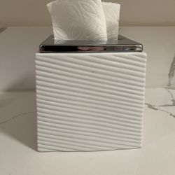 Ceramic & Chrome Tissue Box Cover 