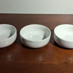 set of 3 SMALL white ceramic dipping sauce bowls ALL 3 for $2 FIRM