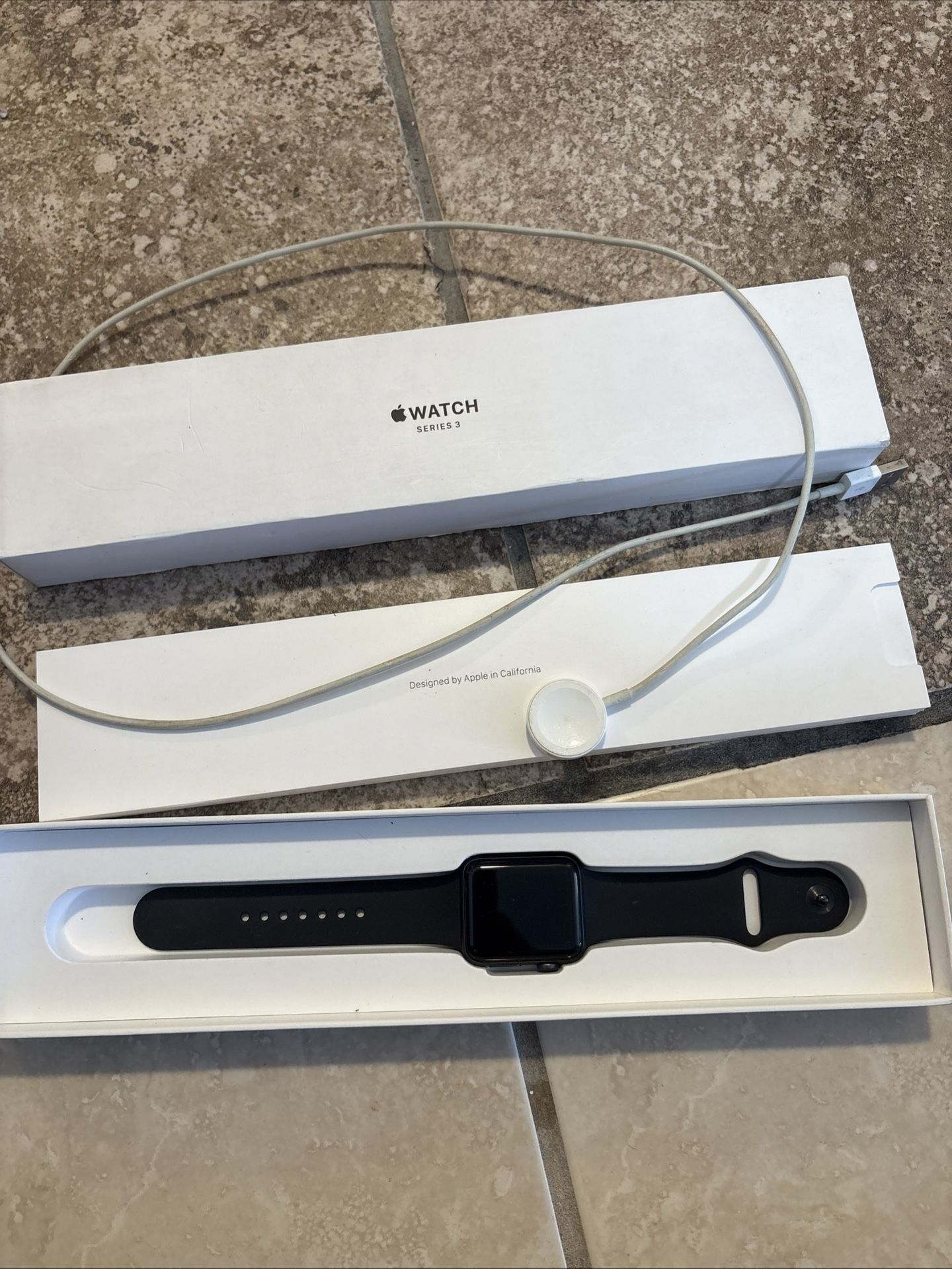 Apple Watch Series 3 Black With Charger And Extra Strap In Box