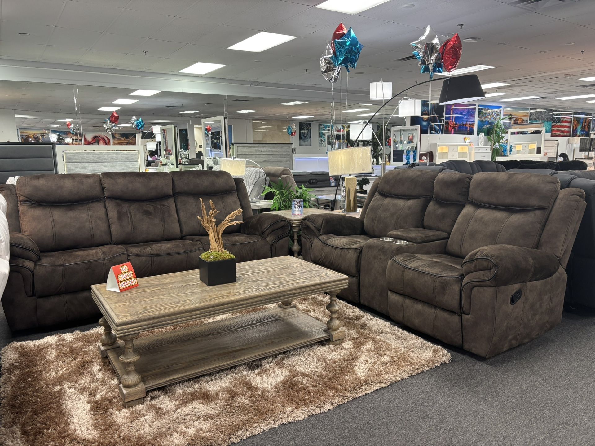 Brown Reclining Furniture Microfiber Sofa&Loveseat Set For Sale (We Deliver)