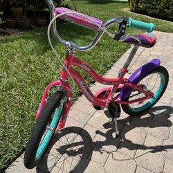 16” Girls Bike With Training Wheels 