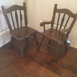 Two Wooden Child Size Chairs