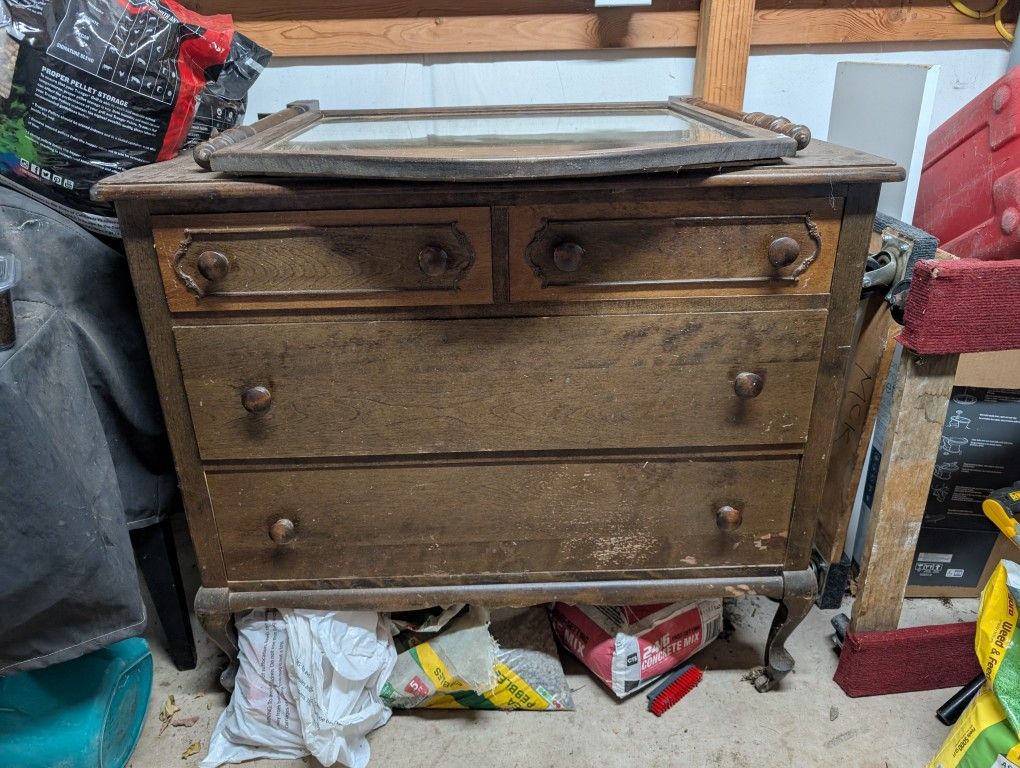 Old Cedar Dresser With Mirror