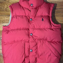 Polo Ralph Lauren Down Feather Reversible Puffer Vest Boys S  8 RED & Tan