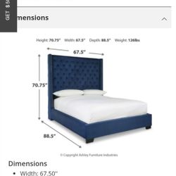 Queen Blue Tufted Bed