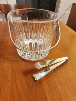 Crystal ice bucket with tongs