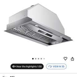 36” Range Hood- new in box, never opened