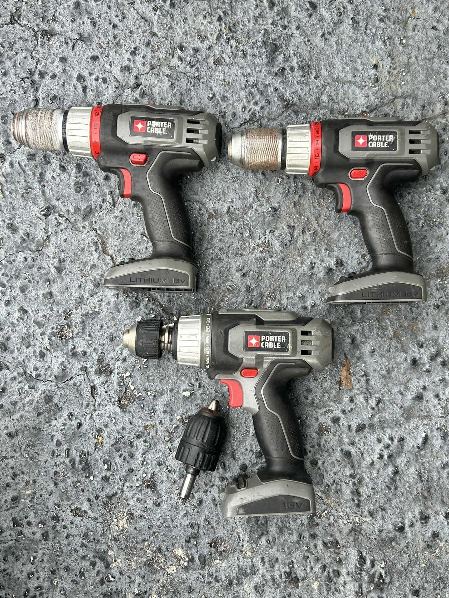Three Porter Cable 18v Drills 1/2