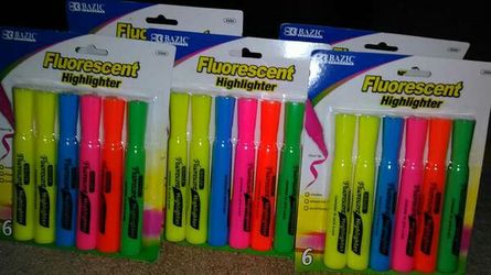 6 Pk. Fluorescent Highlighter Markers - $3