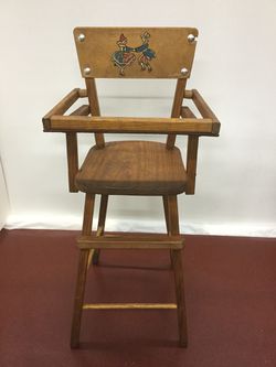 Antique wood baby doll high chair