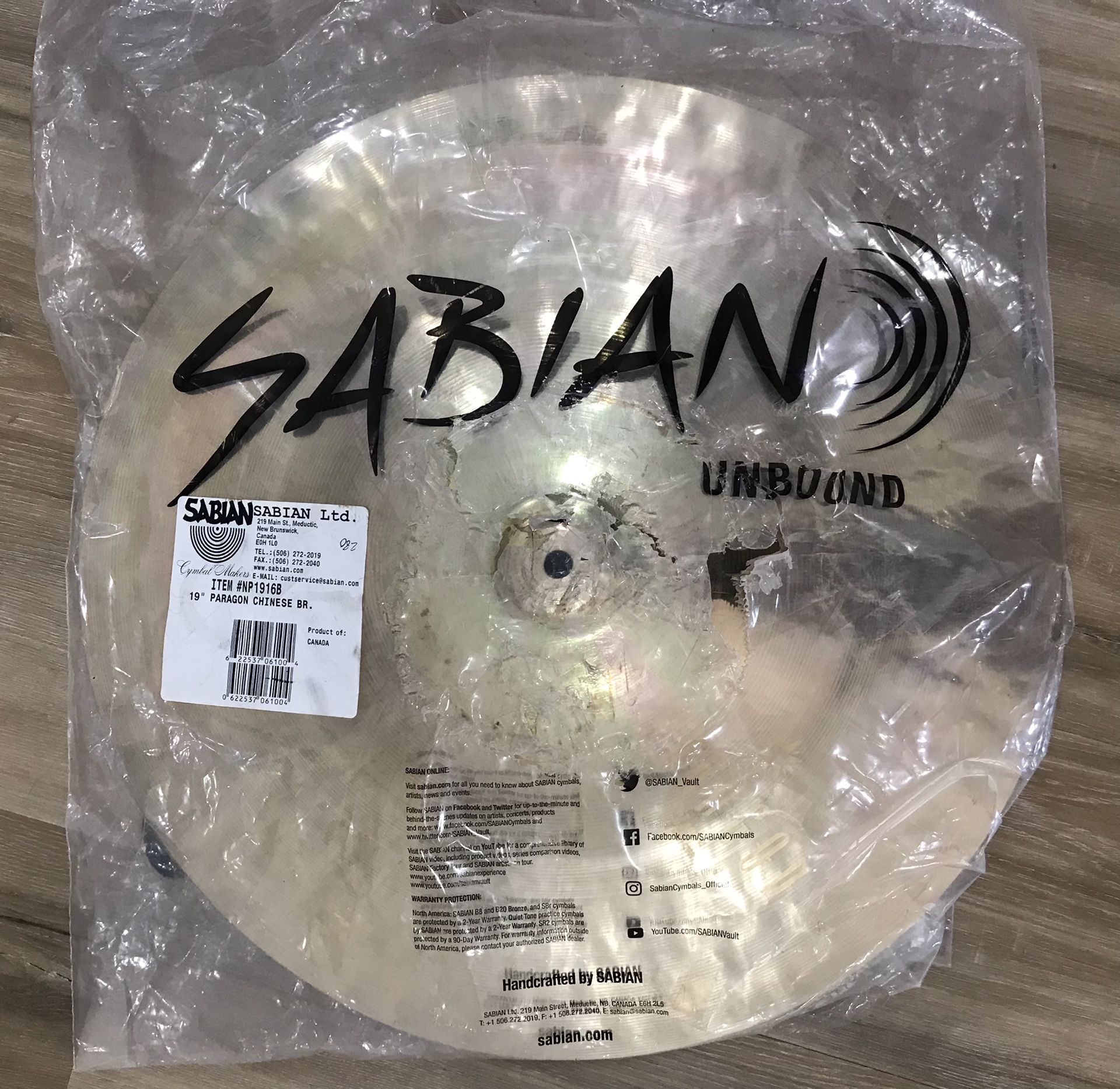 SABIAN 19" Paragon Chinese, Brilliant Finish