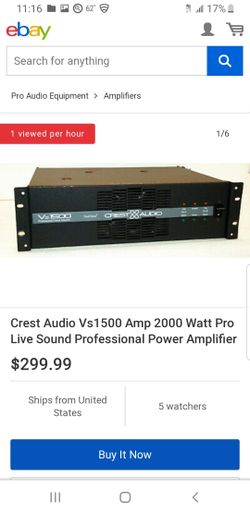 Crest Audio Vs1500 Amp 2000 Watt Pro Live Sound Professional Power Amplifier