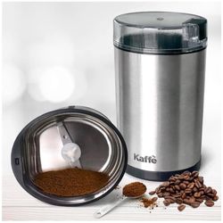 F2020 Electric Coffee Grinder by Kaffe - Stainless Steel 2.5oz Capacity with Easy On/Off Button. Cleaning Brush Included! New in the box!