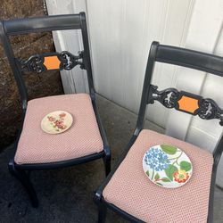Decorative Vintage Pair of Wooden Chairs