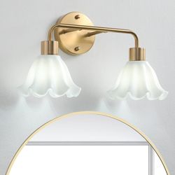 Vivihobb 2 Light Gold Brass Bathroom Light Fixture