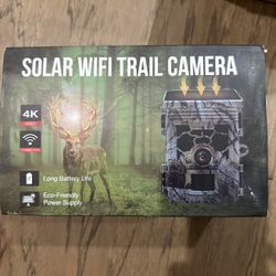 Trail Camera Starlight Night Vision, Solar Powered Dual Lens 60MP 4K 30FPS WiFi Game Camera, Solar Trail Cameras with Night Vision Motion Activated Wa