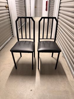 Set of 2 Black Metal Dining Chairs