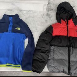Kids North Face Puffer Coat And Fleece Top