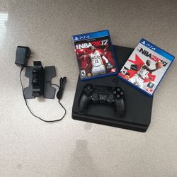 PS4 Slim 1TB W/ controller, charger stand, 2x games