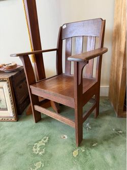 Antique Craftsman Style Victorian Oak Chair
