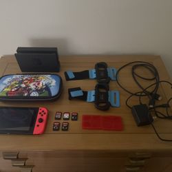 Nintendo Switch Console All Accessories And Cords Includes 5 Games And Case 