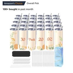 30 Pack Blank Sublimation Tumblers 20oz