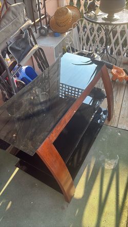 TV stand wood and glass