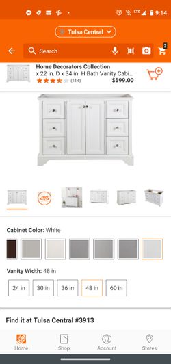 Home decorators collection bath vanity cabinet 48L x 22D x 34H