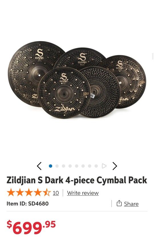 Zildjian S Dark 4-piece Cymbal Pack