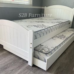 Twin Twin White Lily Wooden Bed With Ortho Matres!