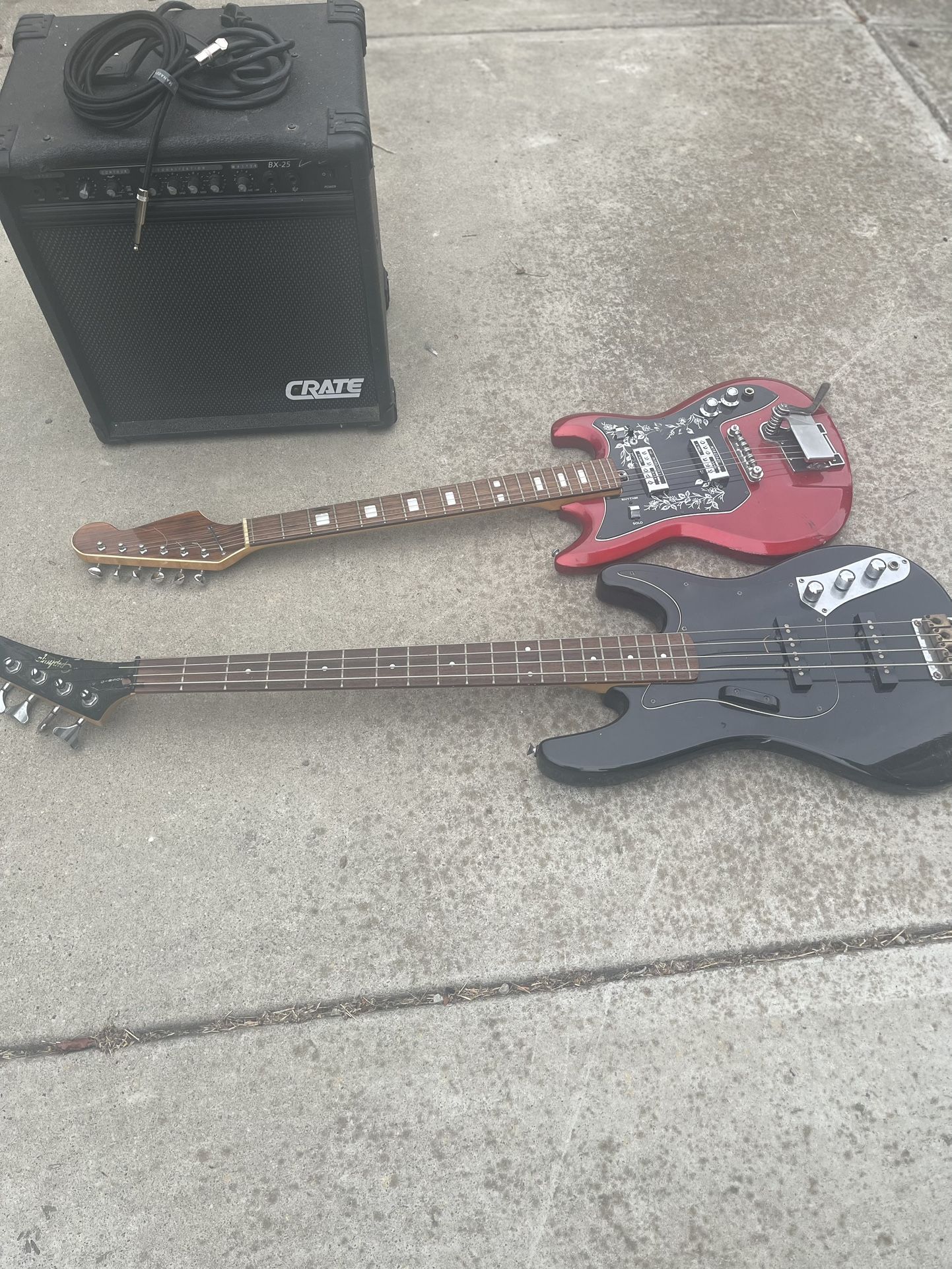 Electric Guitar, Bass Guitar & Crate Amp Bundle – Ready to Play