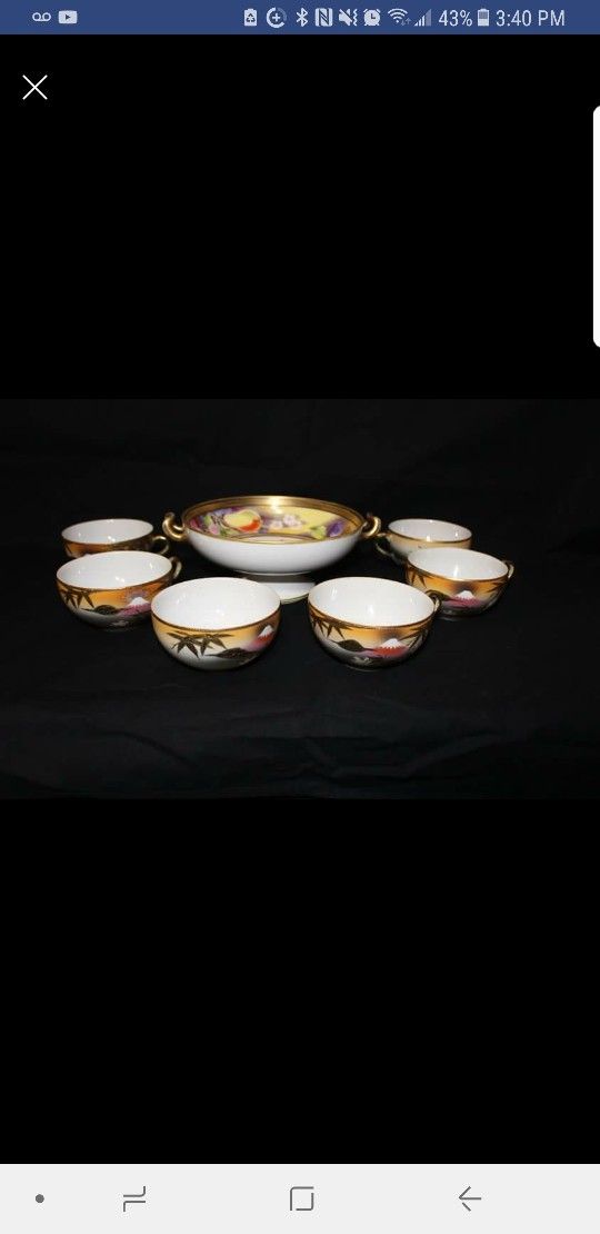 7 Piece Antique Handpainted Nippon Tea Set Circa 1911