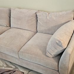 Beige 3 Seat Couch with Cushions 