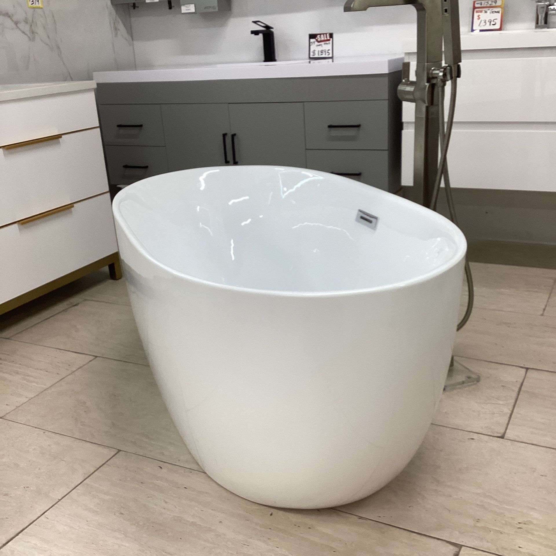 51” Sea breeze White Acrylic Freestanding Bathtub Built In Metal Frame With Adjustable Feet