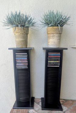 Black CD Storage Rack/Speaker/Plant stand– Set of 2