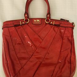 Coach Red Patent Leather Satchel – Gold Hardware – GREAT Condition